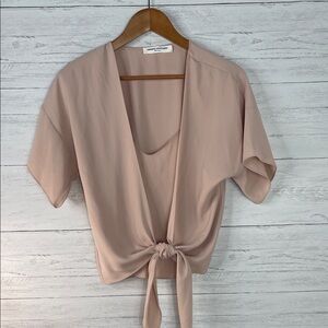 Amanda Uprichard Blush Tie-Front Blouse